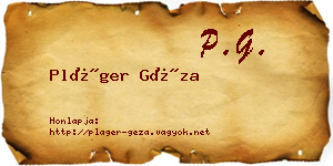 Pláger Géza névjegykártya